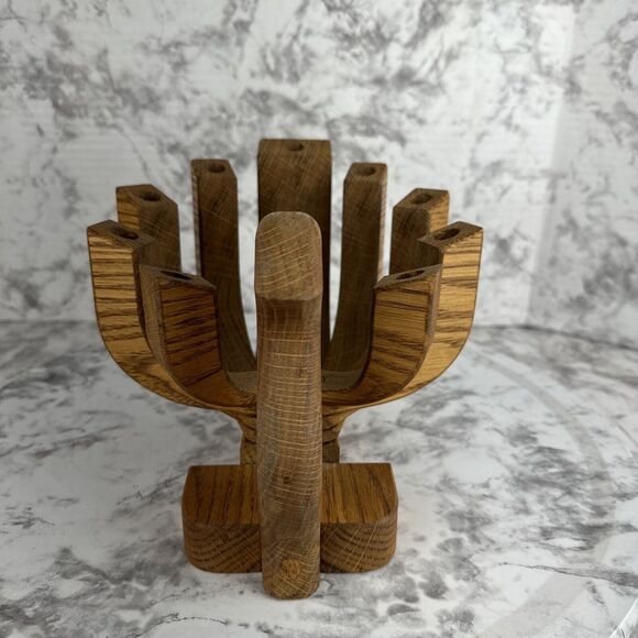 Vintage MCM Wood Bird Candle Holder Folding Danish Modern Candelabra Menorah - Picture 3 of 9